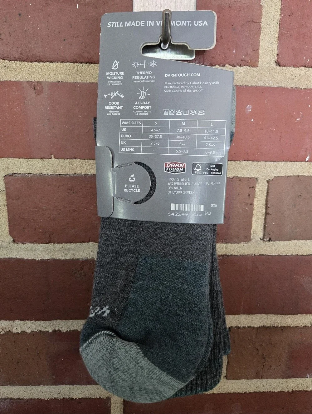 Darn Tough Hike Trek Merino Wool Hiking Boot Socks Women’s L/XL New USA